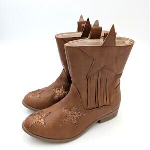 Dream Pairs Girls Cowgirl Cowboy Western Mid Calf Tassel Boots Size US2 EU33